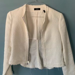 Theory Cropped White Jacket Size S